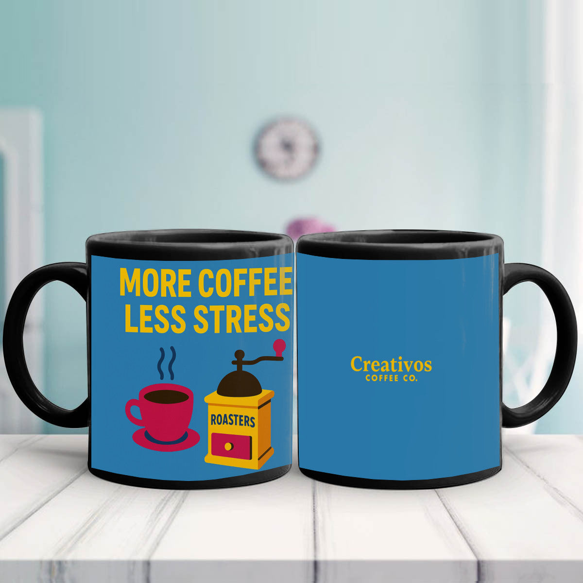 More Coffee, Less Existential Crisis – Funny Black Ceramic Mug 11oz