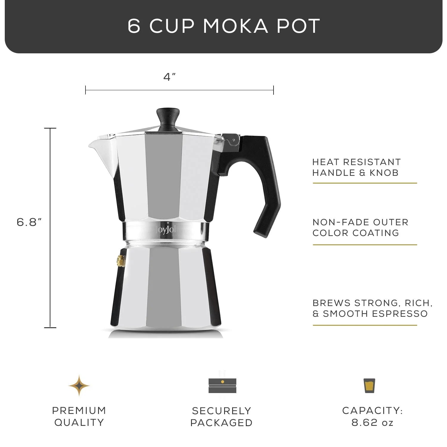 Store 6-Cup Stovetop Coffee Maker – JoyJolt Moka Pot