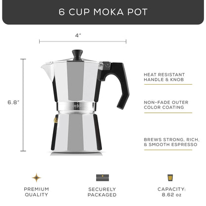 Store 6-Cup Stovetop Coffee Maker – JoyJolt Moka Pot