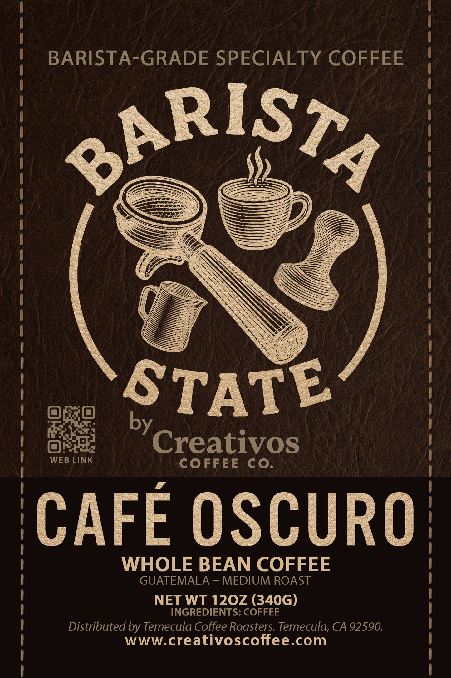 Barista State – Café Oscuro Whole Bean Coffee 12oz | Creativos Coffee Co.
