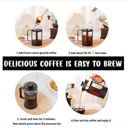 600Ml Coffee Pot French Press Coffee Maker Heat Resistant Glass Coffee Pot Percolator Coffee Brewer with Filtration Tea Maker